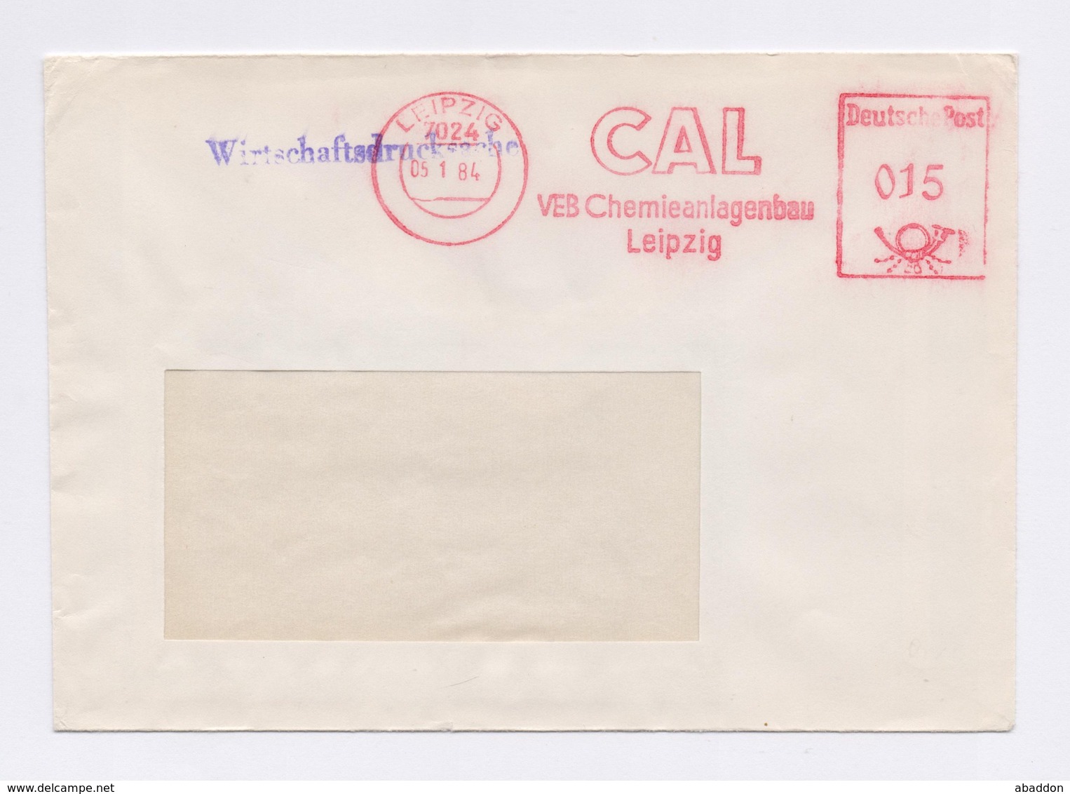 DDR Cover AFS - LEIPZIG, CAL VEB Chemieanlagenbau 1984 - Maschinenstempel (EMA)