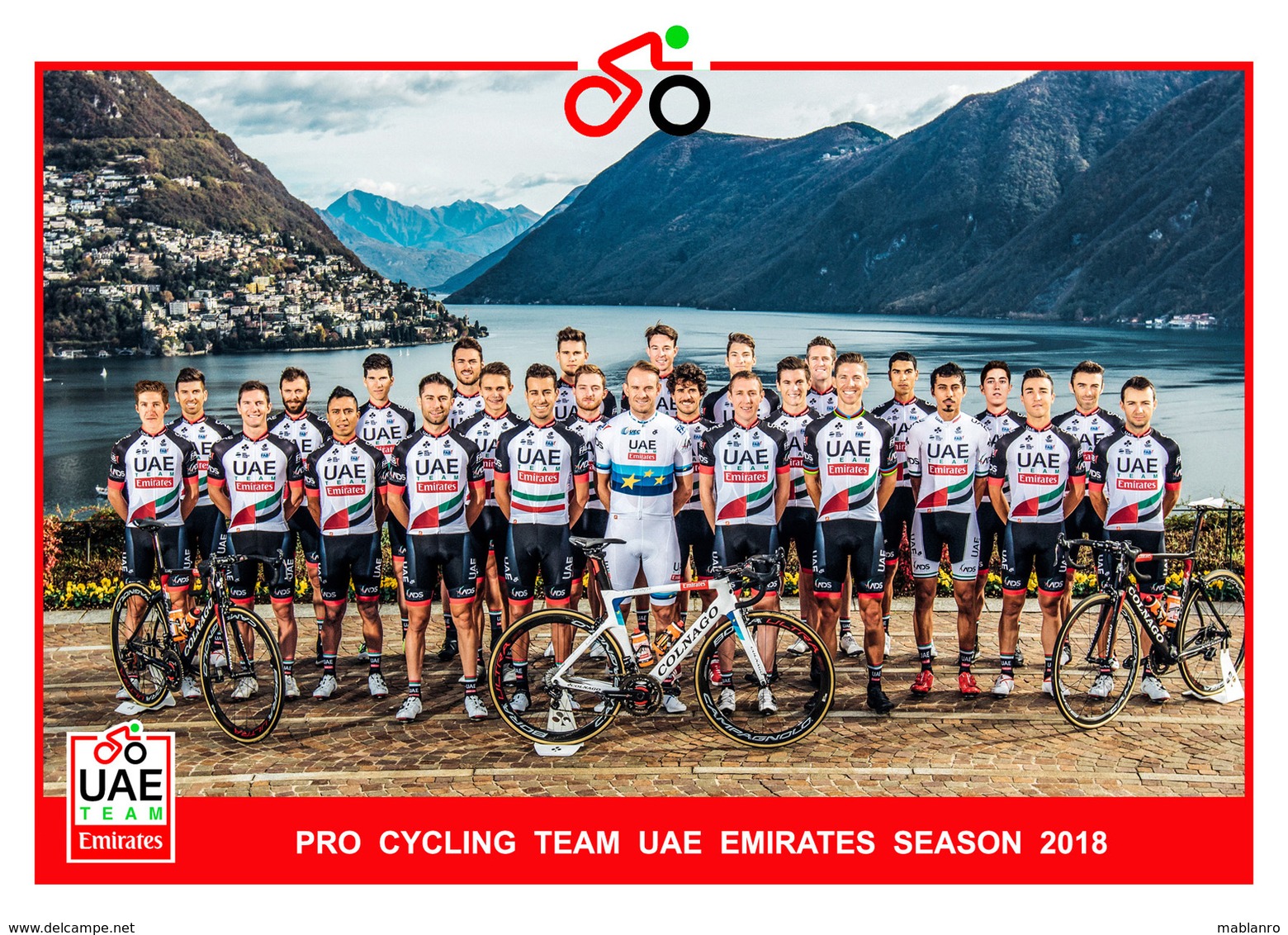 CARTE CYCLISME GROUPE TEAM UAE EMIRATES 2018 ¡¡ RARE !! - Cyclisme