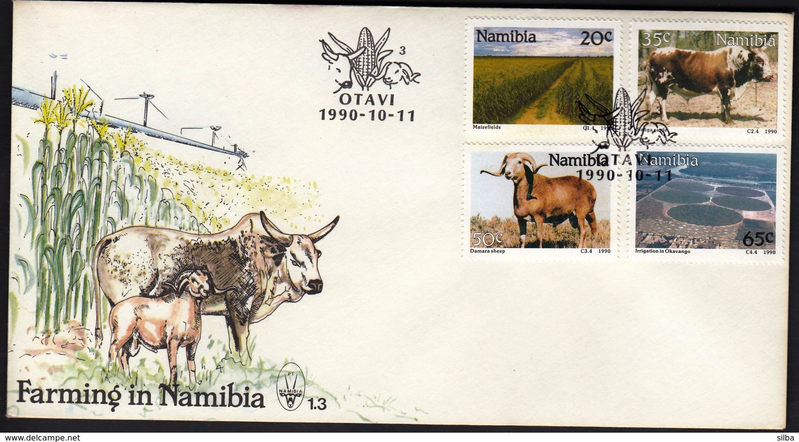 Namibia Otavi 1990 / Farming / Corn, Cow,Sheep / FDC - Namibia (1990- ...)