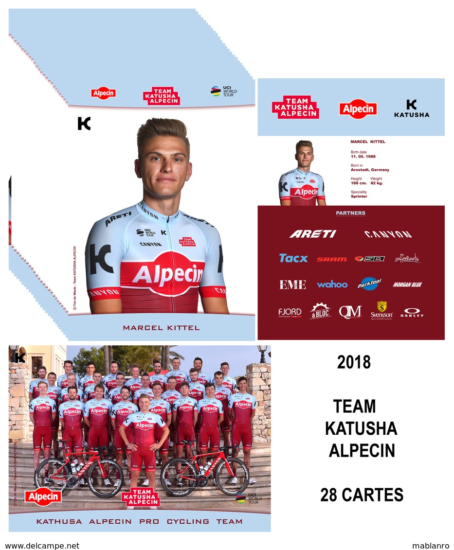 CARTES CYCLISME TEAM KATUSHA - ALPECIN 2018 ( 28 CARTES ) - Cyclisme