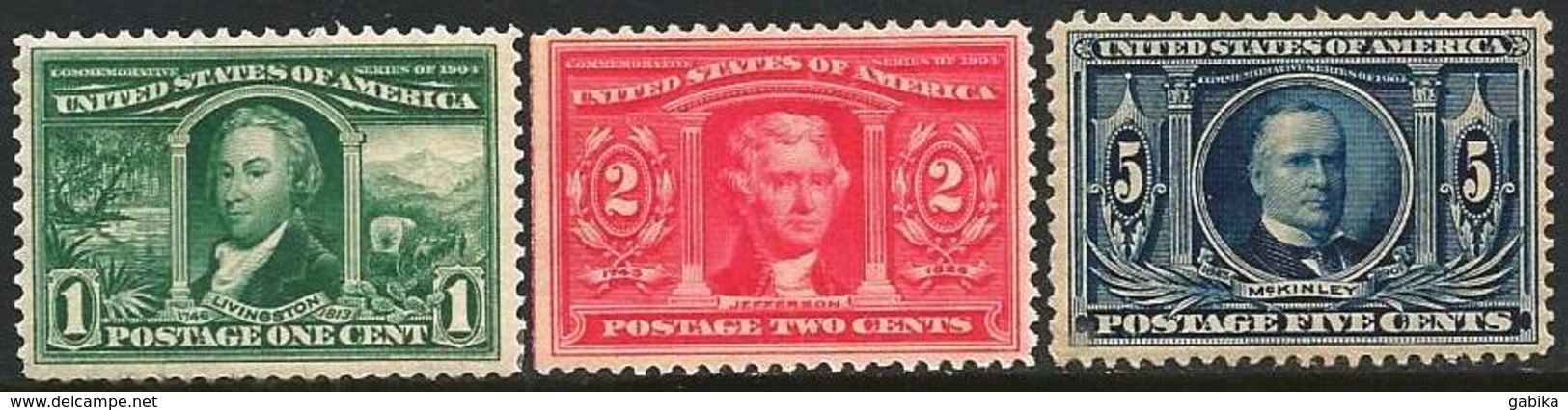 USA 1904 Scott 323 324 326 MLH 1c, MNH 2c, MH 5c Louisiana - Unused Stamps