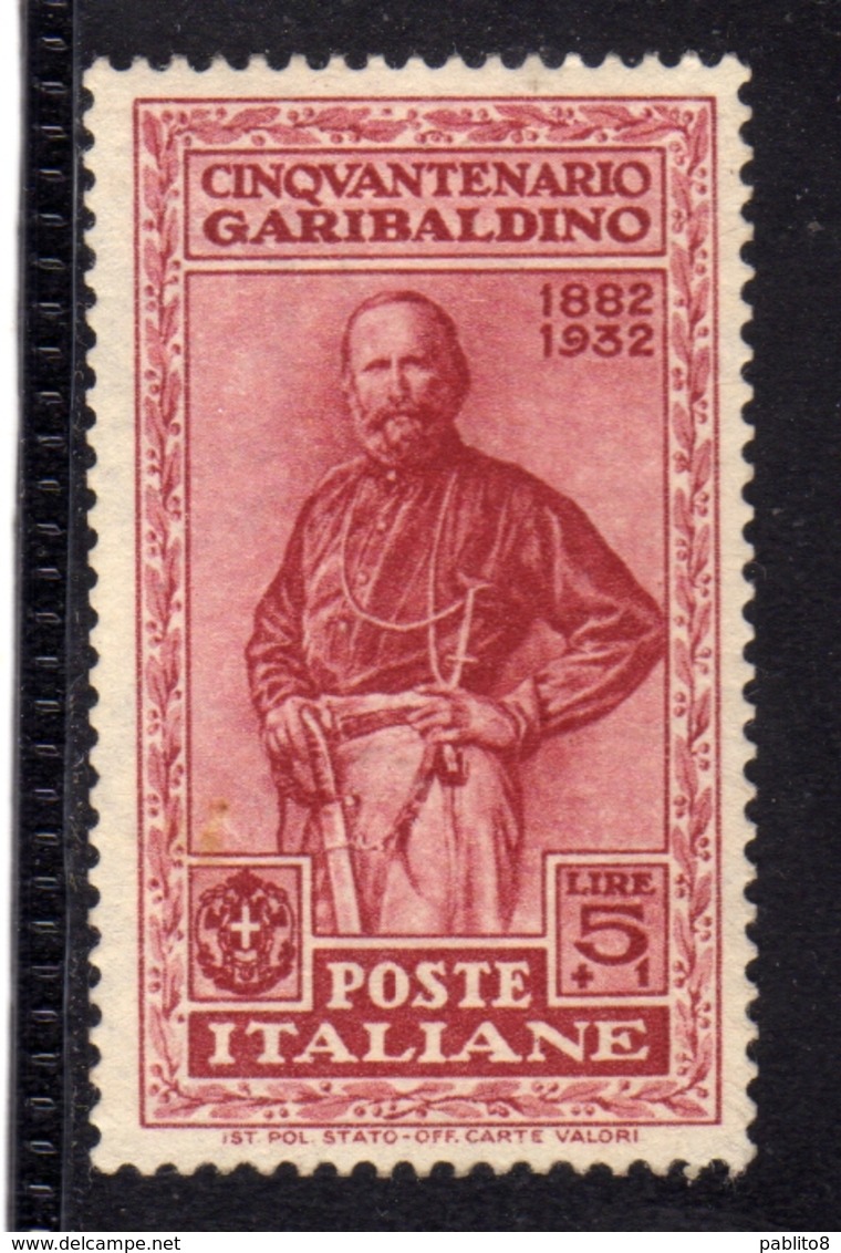 ITALIA REGNO ITALY KINGDOM 1932 GIUSEPPE GARIBALDI LIRE 5 + 1 MNH BEN CENTRATO - Neufs