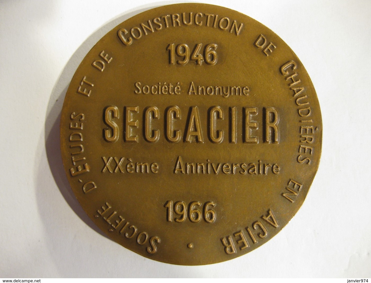 Medaille VULCAIN  Société SECCACIER Chaudières En Acier 20 Ans 1946-1966 - Autres & Non Classés