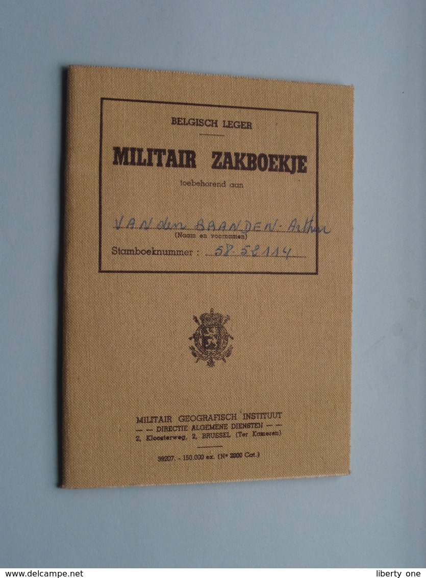 Militair ZAKBOEKJE + I.D. + Allerlei Dokumenten ( éénzelfde Persoon / Van Den Branden ) Anno 1958 ( Zie Foto's ) ! - Documents