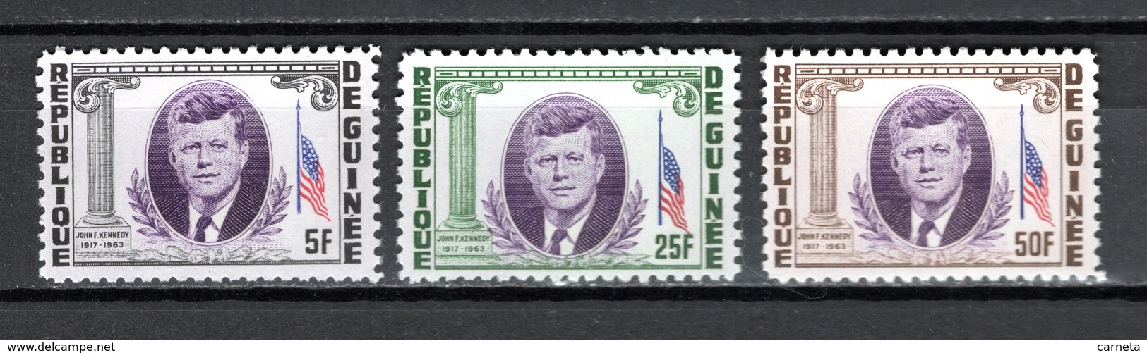 GUINEE N° 187 à 189  NEUFS SANS CHARNIERE COTE 1.70€  PRESIDENT  KENNEDY - Guinée (1958-...)