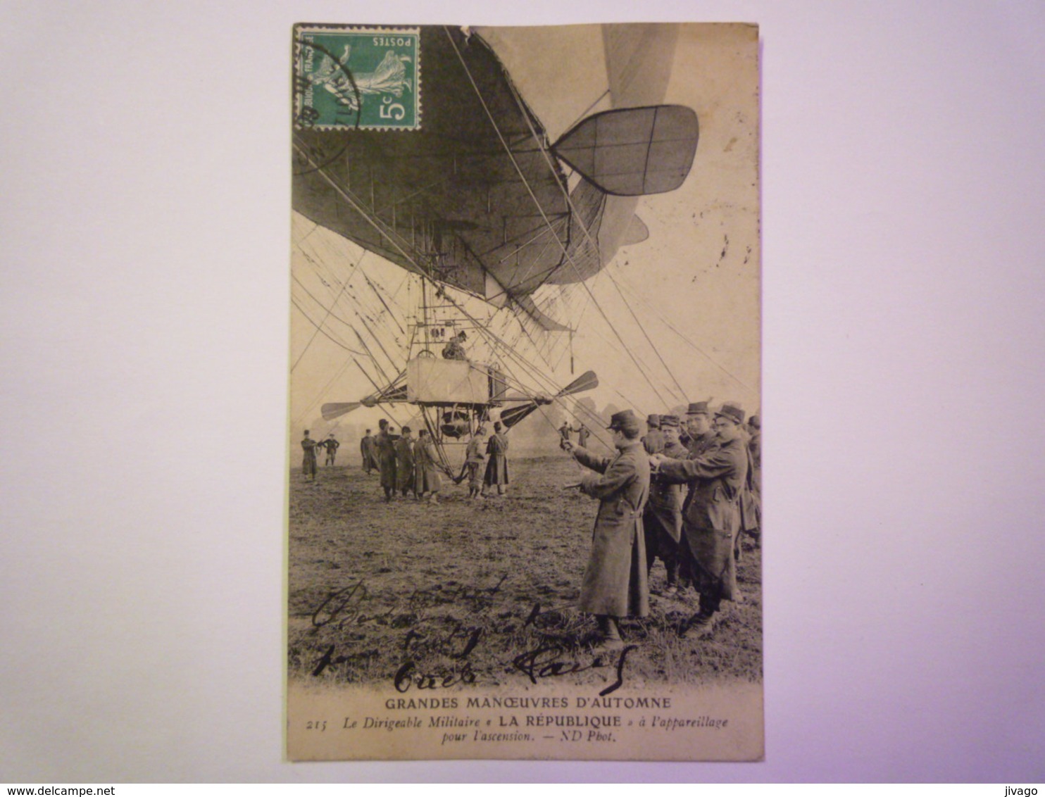 Grandes Manoeuvres D'automne  :  Le Dirigeable Militaire "LA REPUBLIQUE"  à L'appareillage Pour L'ascension  1909  - Dirigibili