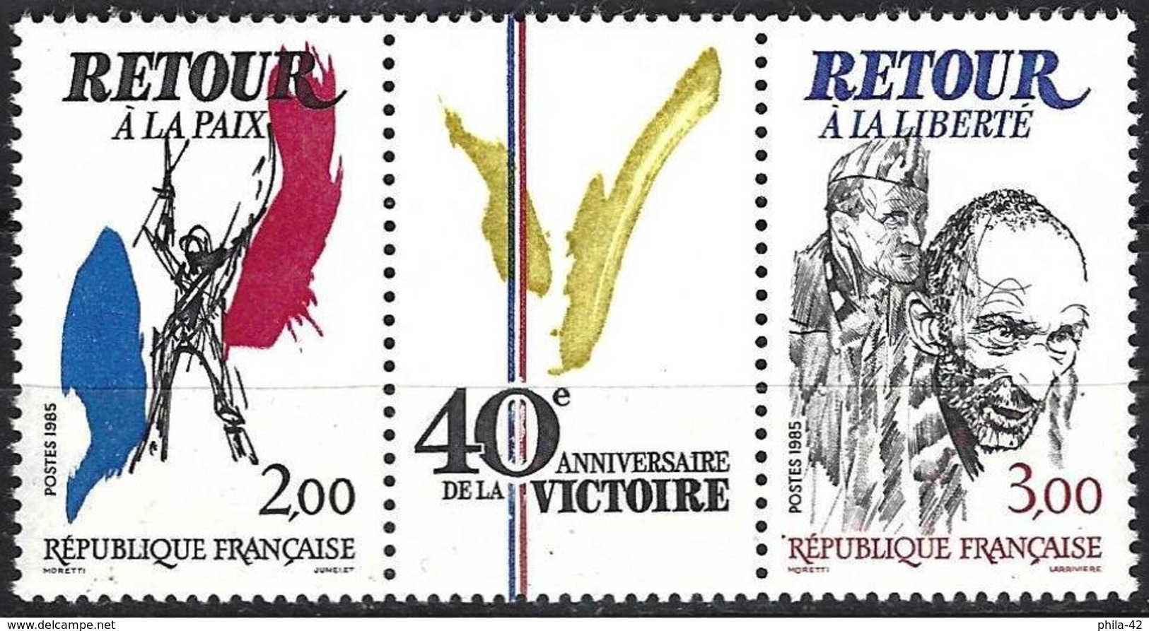 France 1985 - 40th Anniversary Of Victory In 1945 ( Mi 2499/500 - YT T2369A ) MNH** - Nuovi