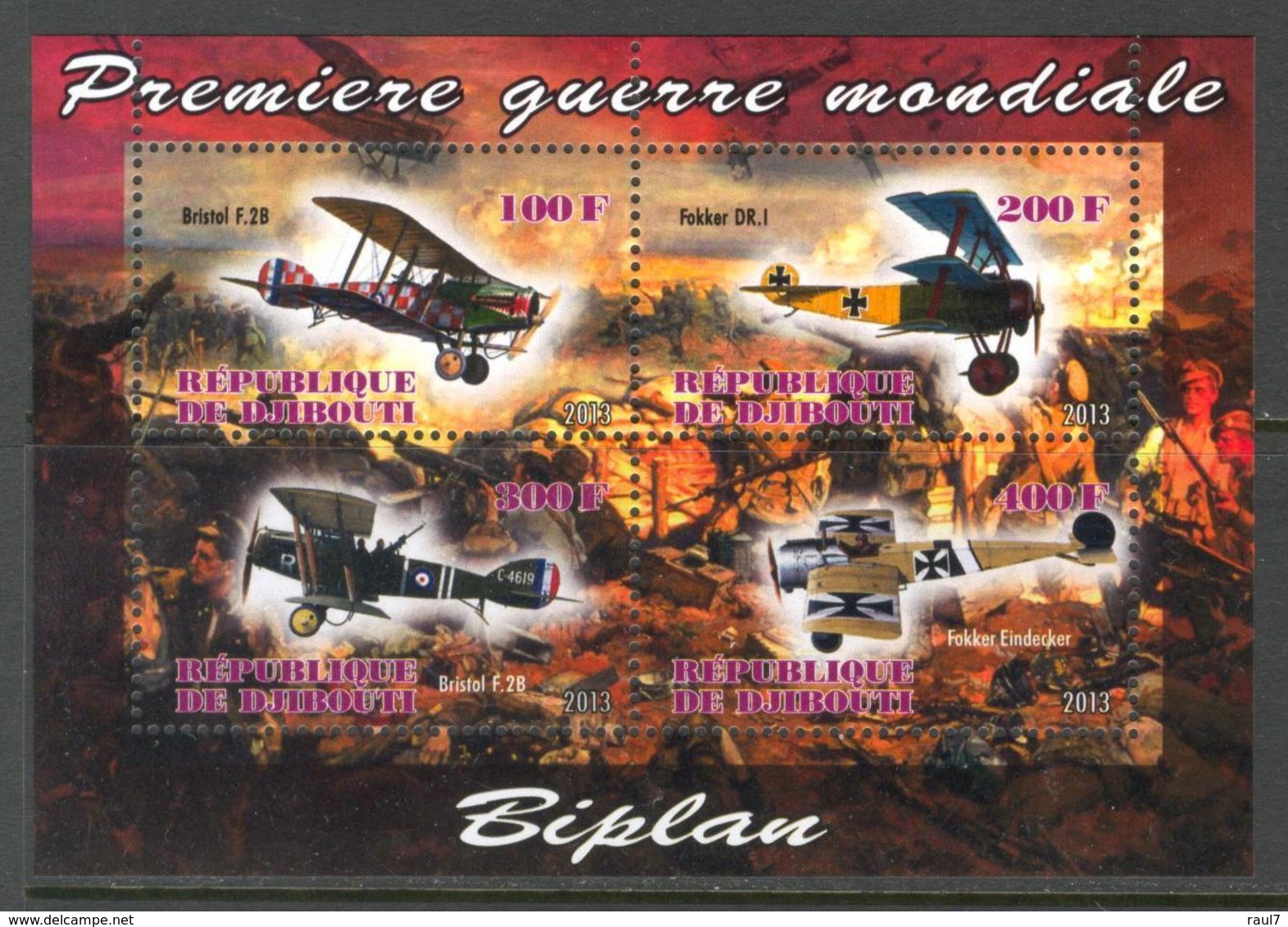 2013 - Avions Biplan De La 1er Guerre Mondiale - BF Neufs // Mnh - Guerre Mondiale (Première)