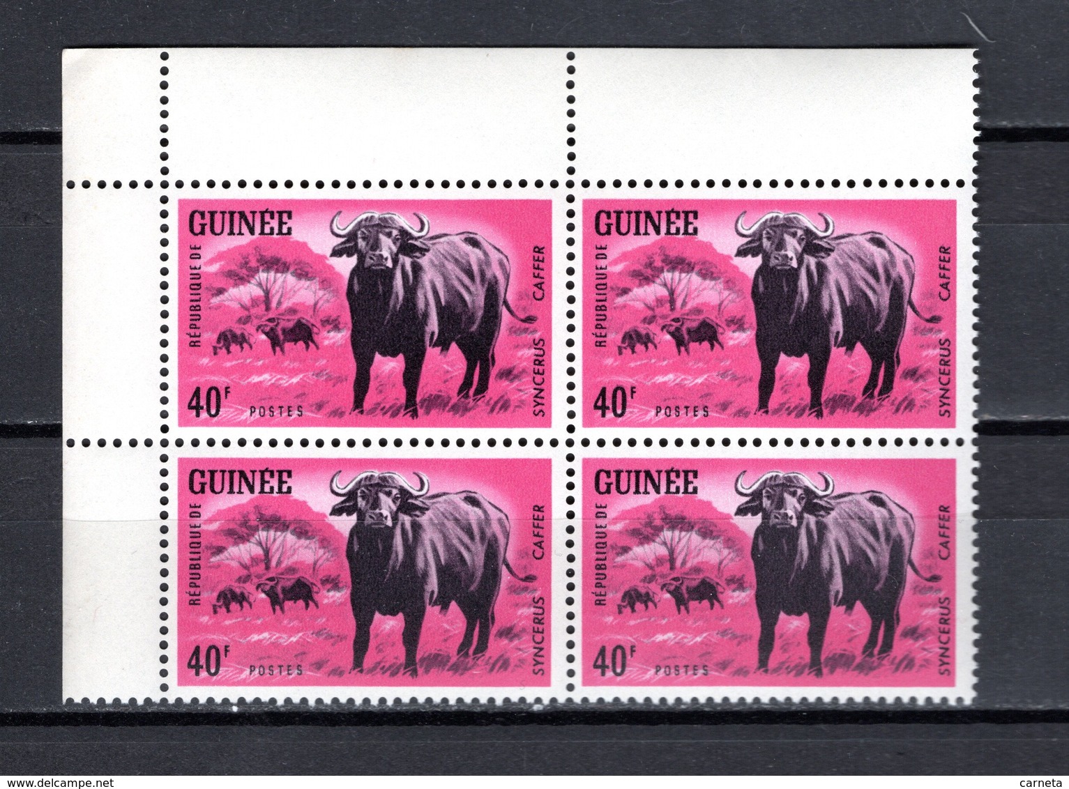 GUINEE N° 204 BLOC DE QUATRE  NEUF SANS CHARNIERE COTE 4.00€  ANIMAUX BUFFLE - Guinée (1958-...)