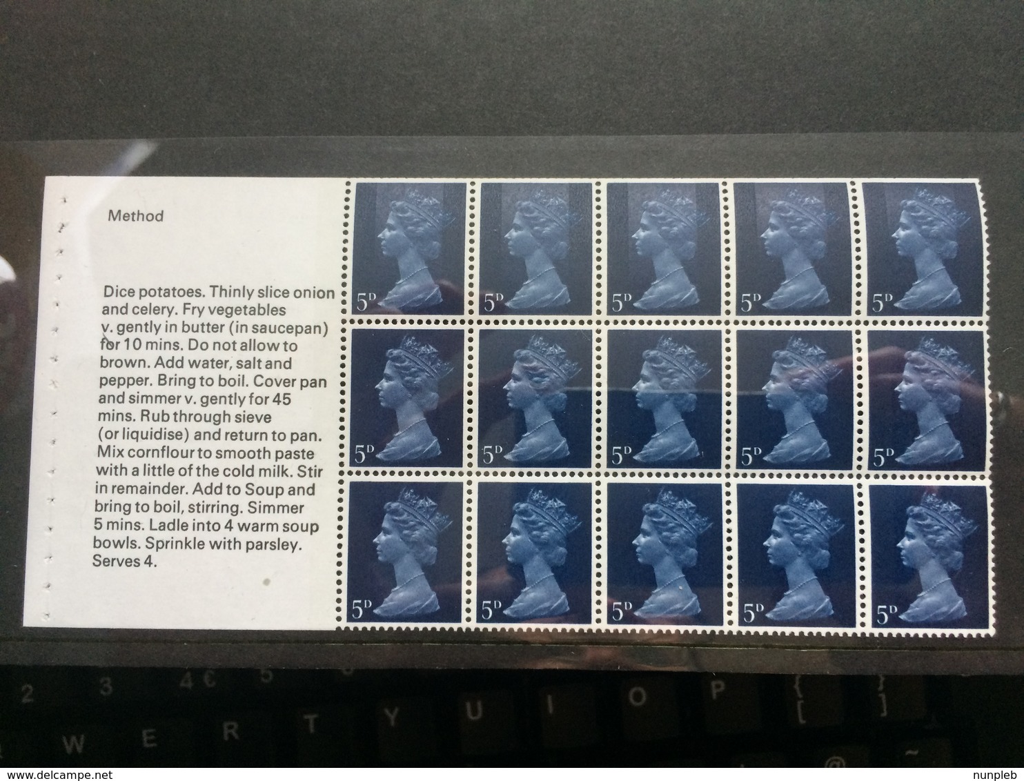 GB - 5d Pre-decimal Pane From Stamps For Cooks Booklet - MNH - Machins