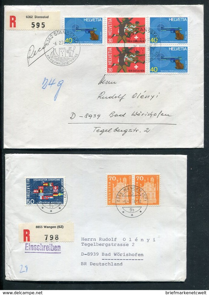 Schweiz / 7 Gut Frank. Reco-Briefe (1/632-50) - Collections