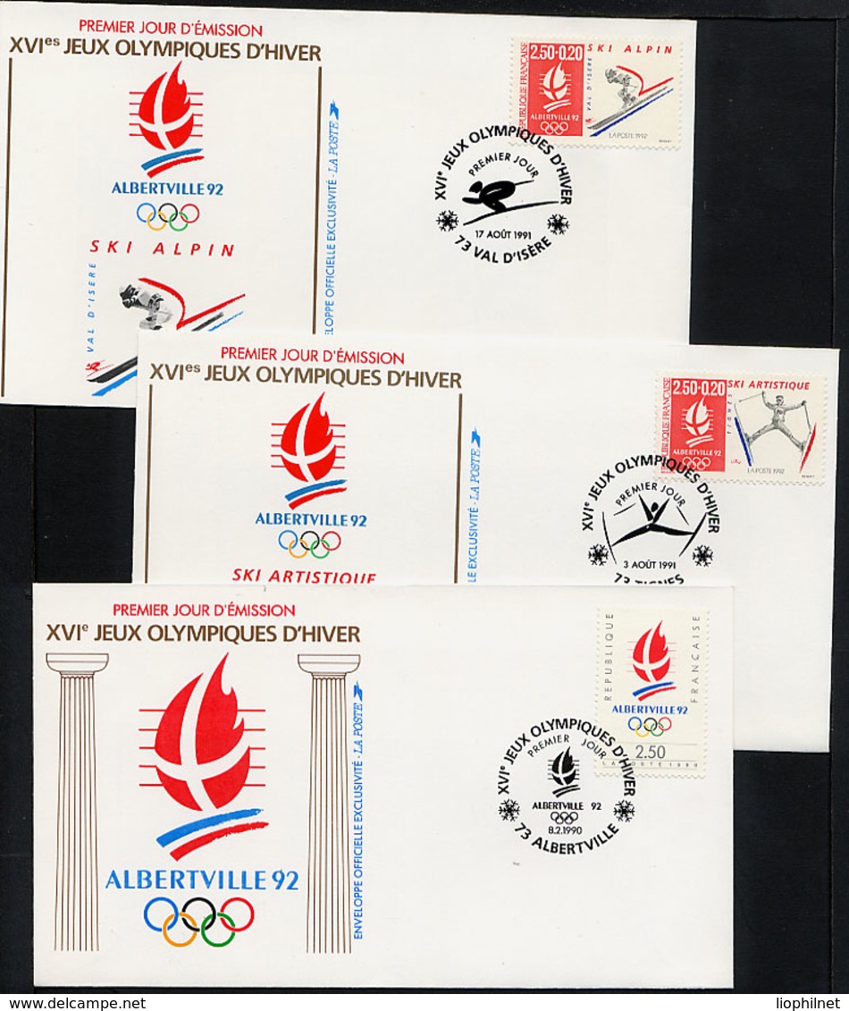 FRANCE 1992, JO Albertville, 11 Enveloppes Premier Jour, Disciplines Sportives Et Logo / FDC - Hiver 1992: Albertville