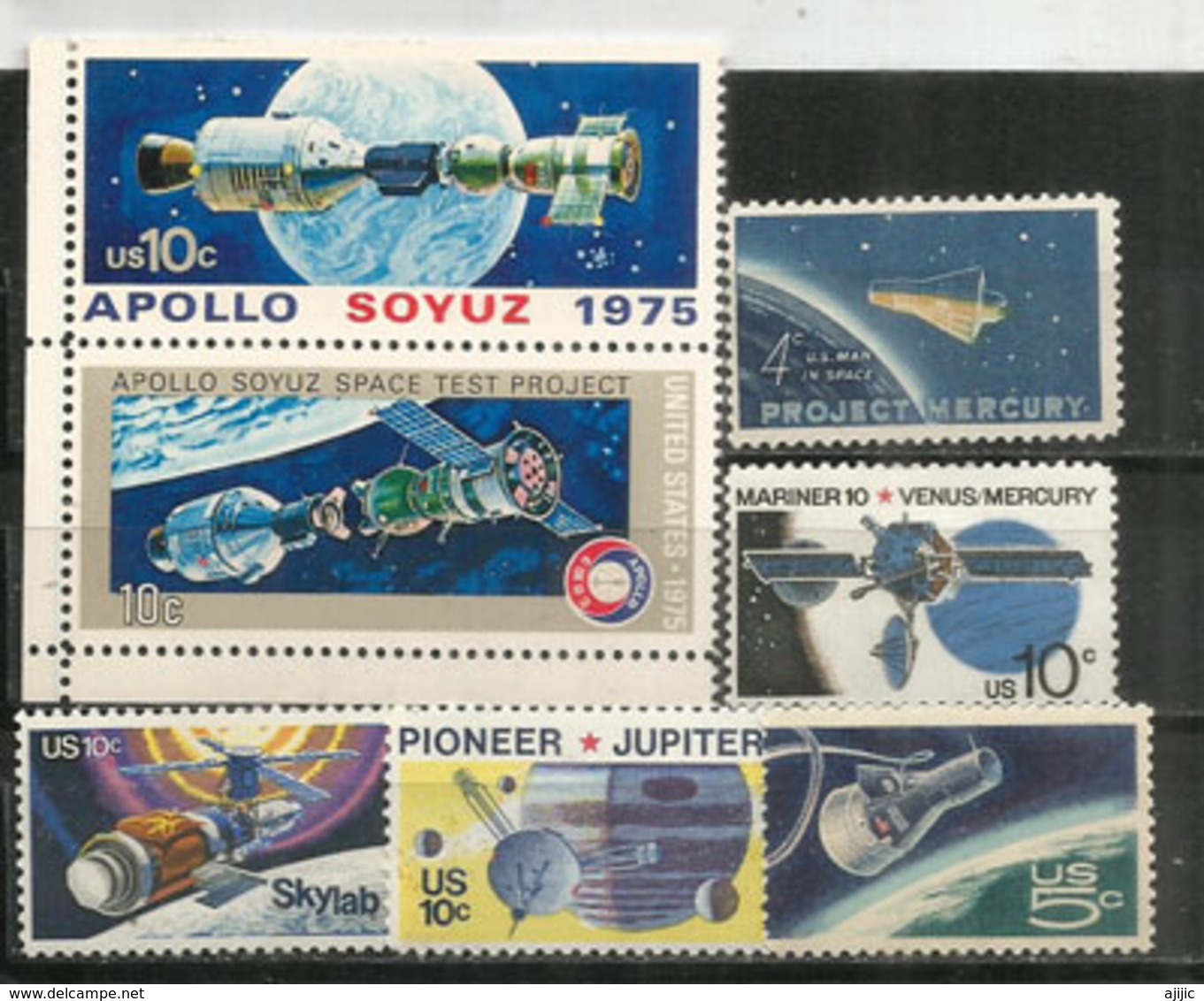 USA.Expedition à Venus & Mercure 1973 (Project Mercury), Apollo Soyuz Space Project 1975,etc. 7 Timbres Neufs ** - América Del Norte