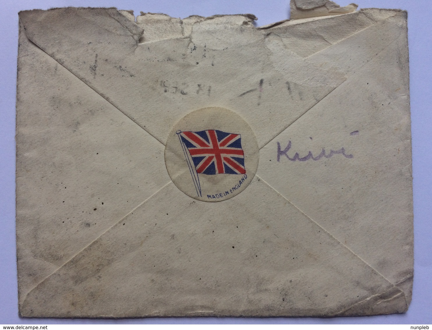 GB - George V 1918 Cover Re-directed With `Made In England` Flag Sticker To Rear - Covers & Documents