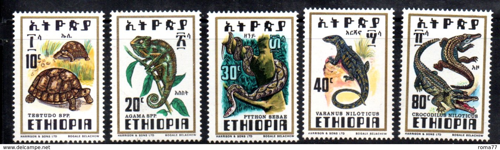 ETP201 - ETIOPIA 1976 ,  Yvert  N. 817/821 *** MNH RETTILI - Etiopia