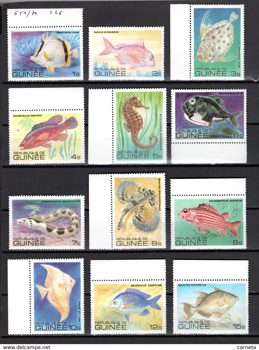 GUINEE N° 659 à 670  NEUFS SANS CHARNIERE COTE 22.00€  POISSON  ANIMAUX - Guinée (1958-...)