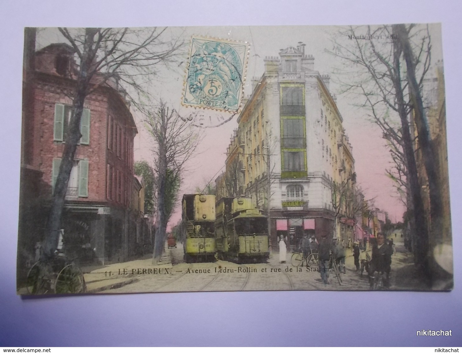 LE PERREUX-Avenue Ledru Rollin Et Rue De La Station-Tramways-Carte Couleur - Le Perreux Sur Marne