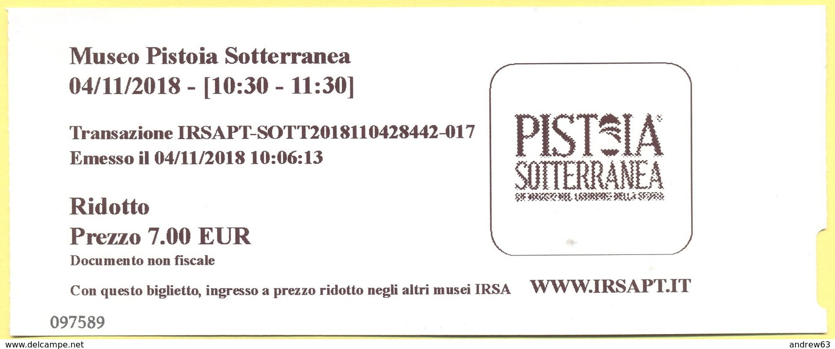 PISTOIA - Museo Pistoia Sotterranea - Biglietto D'Ingresso Ridotto - Tickets D'entrée