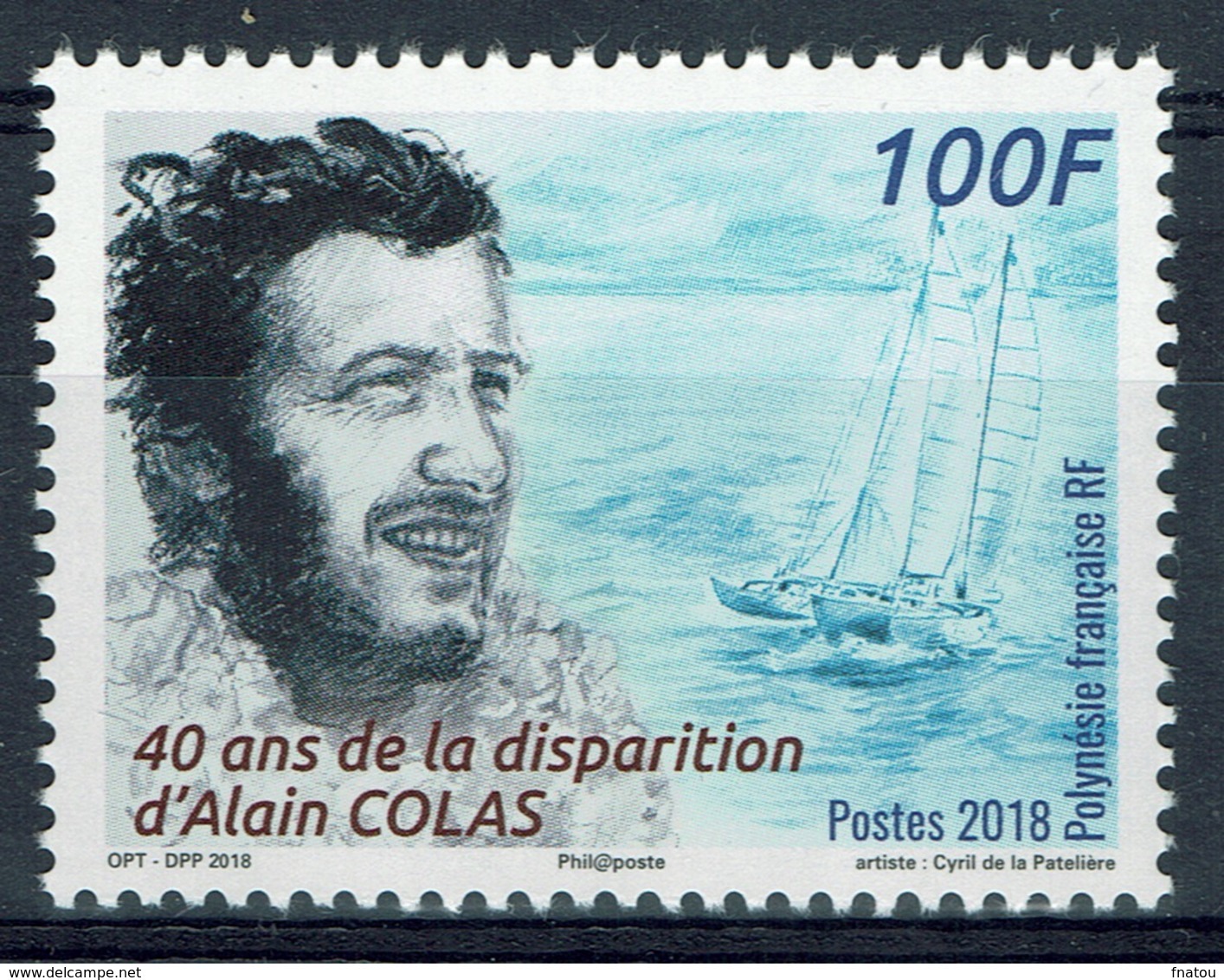 French Polynesia, Alain Colas, French Sailor, 2018, MNH VF - Unused Stamps