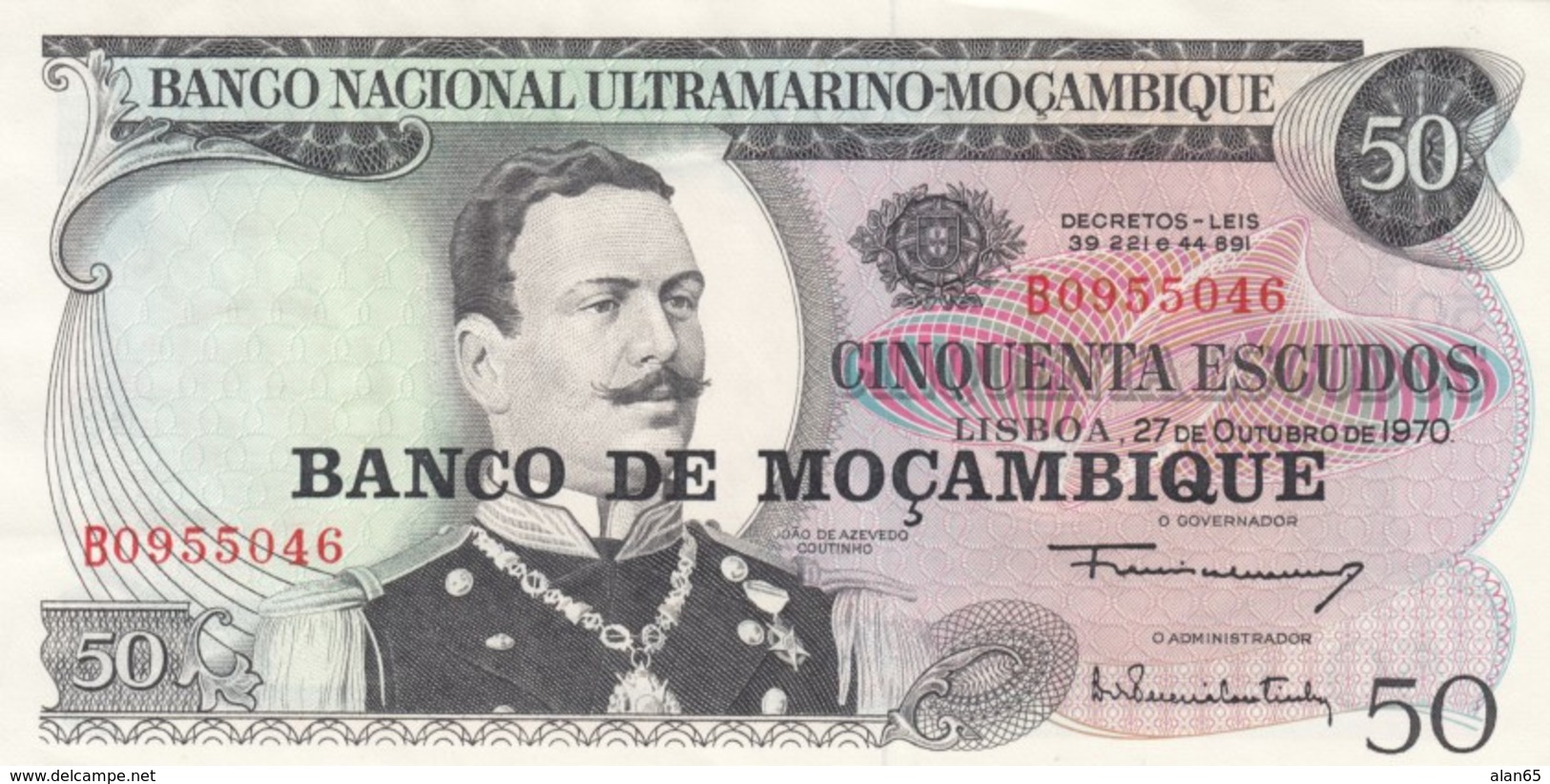 Mozambique #111 50 Escudos 1970 Banknote Currency - Mozambique