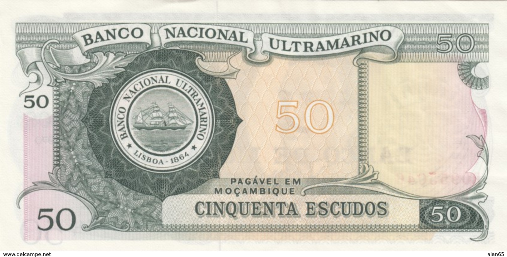 Mozambique #111 50 Escudos 1970 Banknote Currency - Mozambique