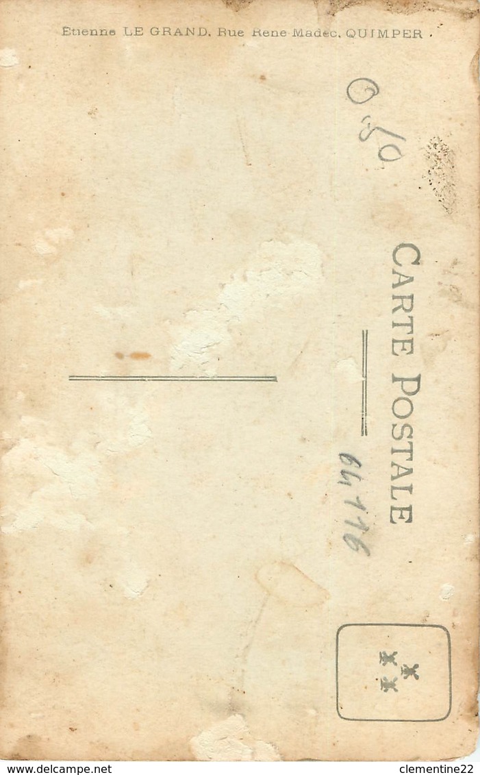 Carte Photo Costume Et Coiffe   Etienne Le Grand à  Quimper   ( Scan Recto Et Verso ) - Personnes Anonymes