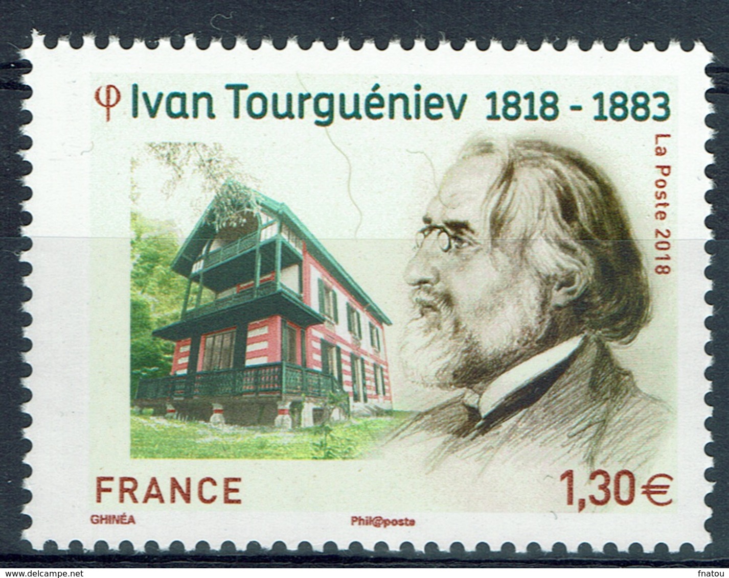 France, Ivan Turgenev, Russian Writer, 2018, MNH VF - Nuovi