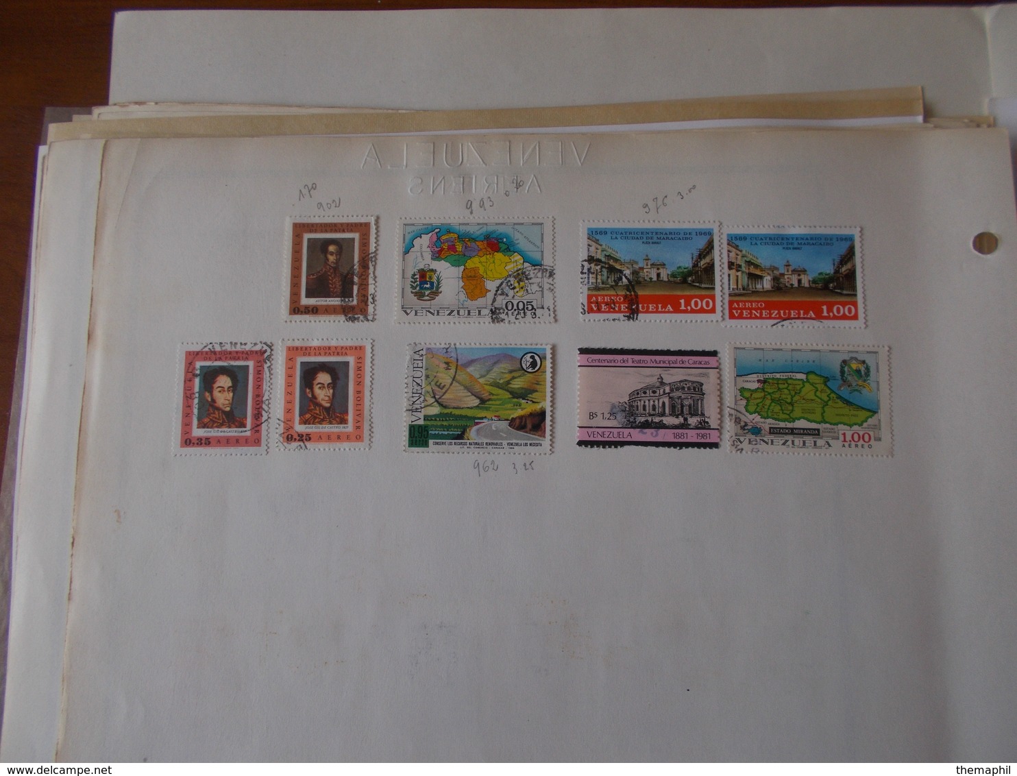 lot n° 608  PEROU salvador , venezuela. sur page d'albums .. no paypal