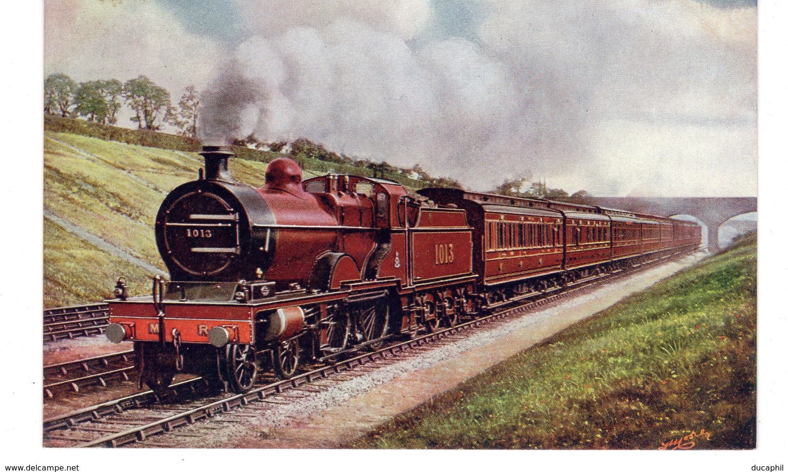 LES LOCOMOTIVES (Royaume-Uni) MIDLAND RAILWAY DOWN MANCHESTER AND LIVERPOOL EXPRESS PASSING  MILL HILL. - Trains