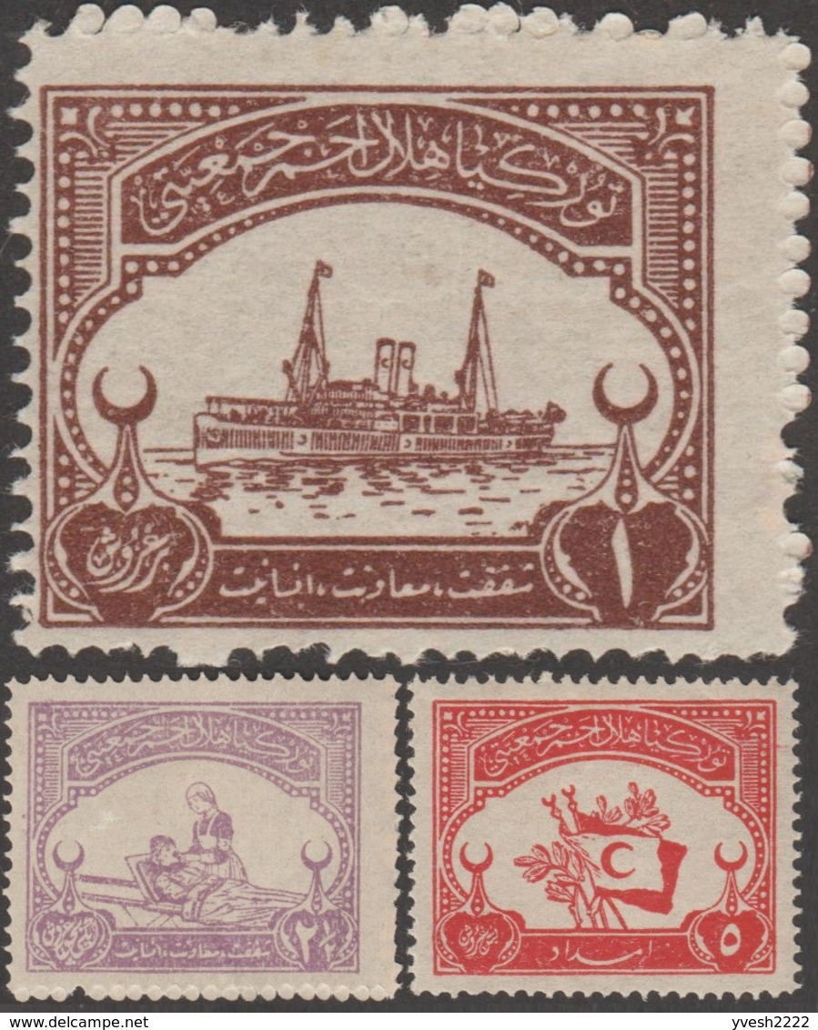 Turquie 1923 Y&T Bienf. 13/5, Michel Bienf.A N° XIX à XXI. Neufs Sans Charnière. Croissant Rouge. Bateau, Infirmière - Croix-Rouge