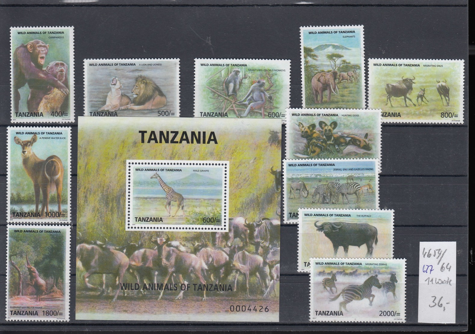 Tansania  (BBK) Michel Cat.No. Mnh/** 4654/4664 + Sheet 627 - Tanzania (1964-...)