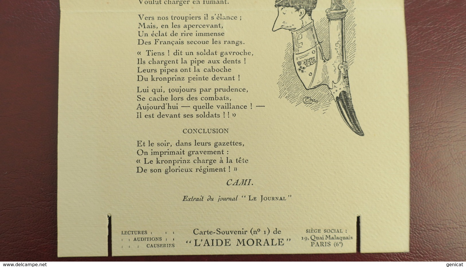 Carte De Franchise Militaire Carte Lettre Rapide Imprimé Au Centre L' Aide Morale Au Front  Neuf - Lettres & Documents