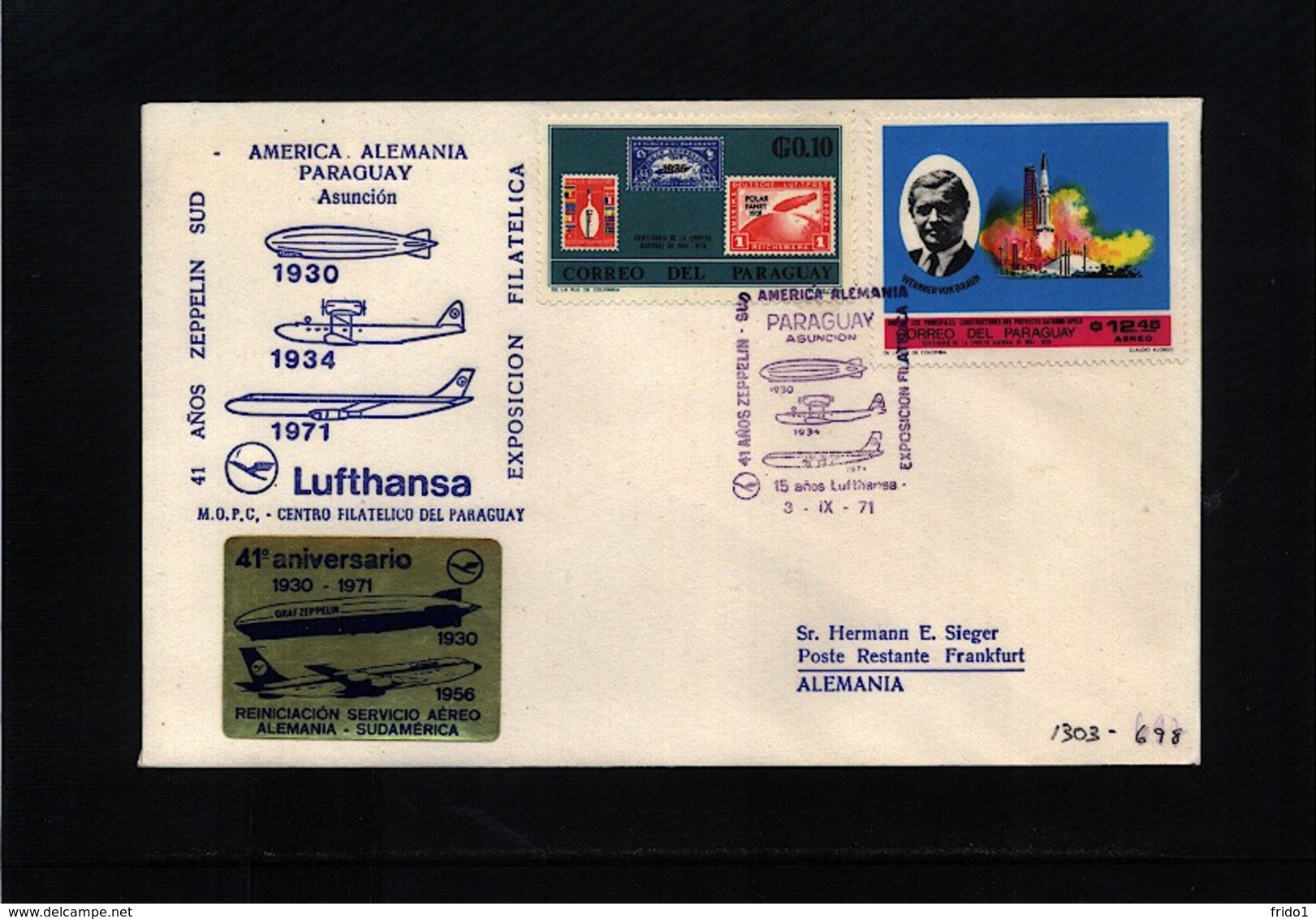 Paraguay 1971 41 Years Of Zeppelin Sud Interesting Cover - Paraguay