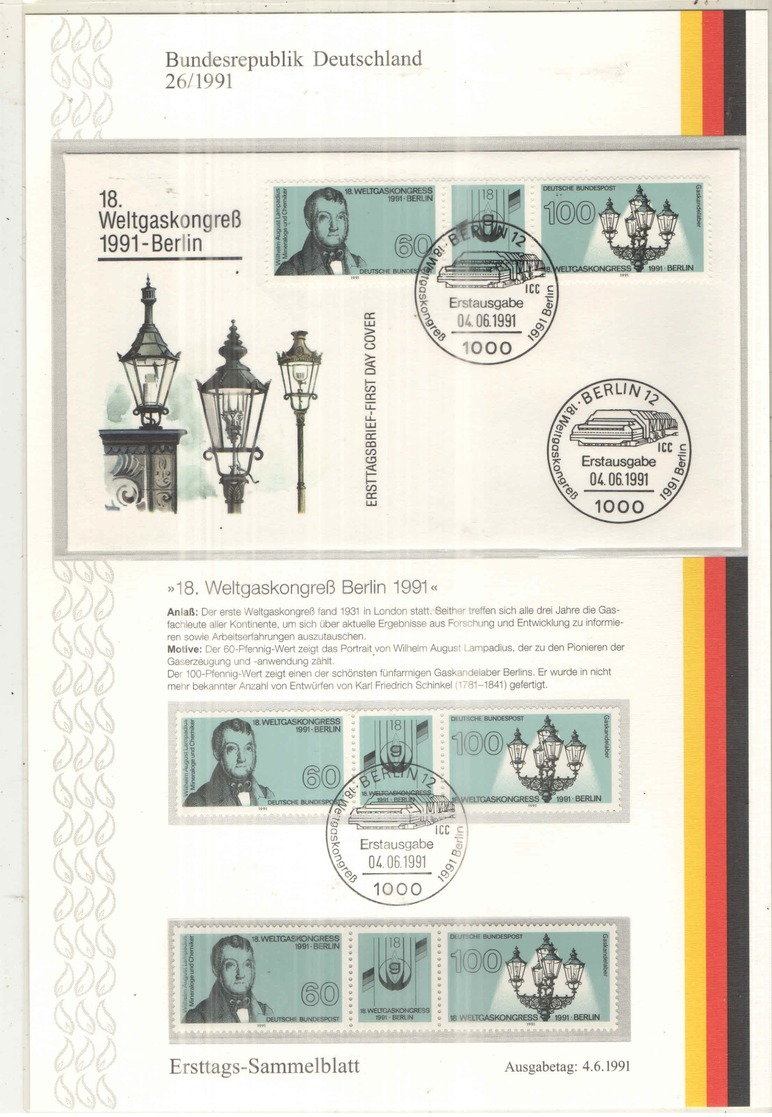 Bund Rep.1991 FDC N.26 18 Congresso Gas Lampade Berlino  Scott.1647/1648+See Scans+ - Altri & Non Classificati