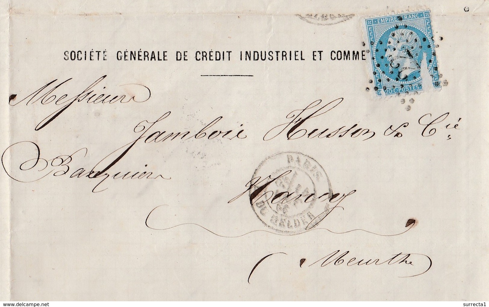 Facture 1866 / Sté Générale Crédit Industriel & Commercial / Banque / 66 Chaussée D' Antin / 75 Paris - 1800 – 1899