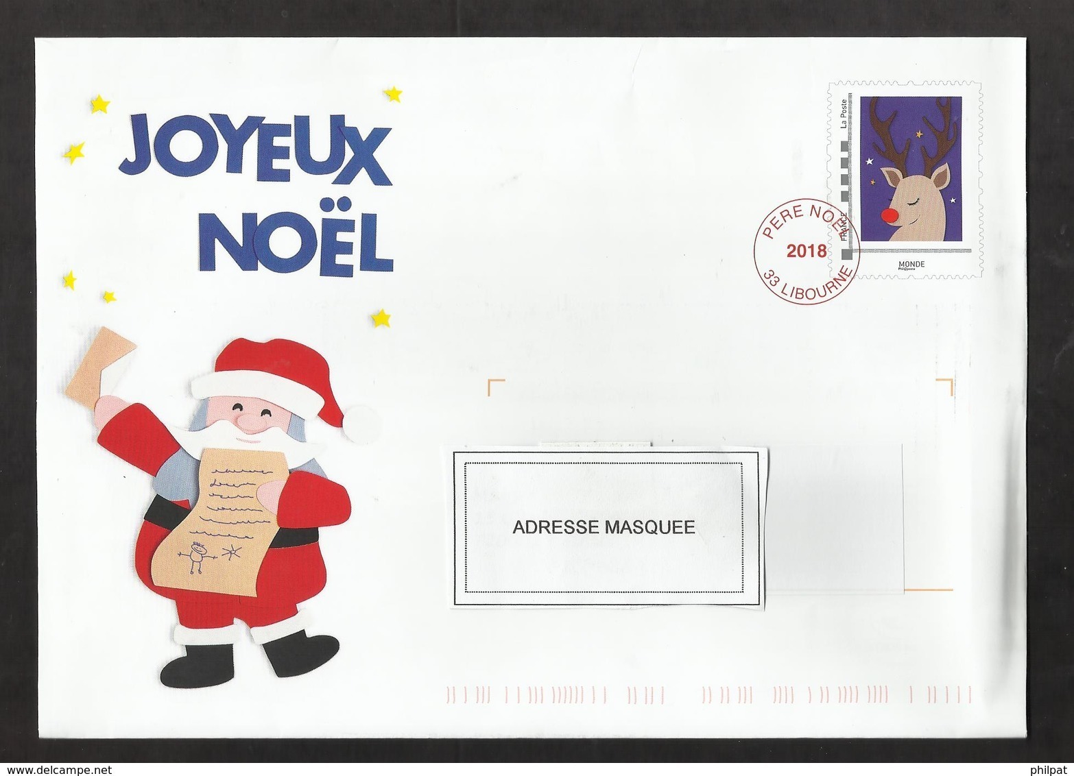 PAP PRET A POSTER HORS COMMERCE PERE NOEL 2018 LIBOURNE CHRISTMAS NAVIDAD - Prêts-à-poster:  Autres (1995-...)