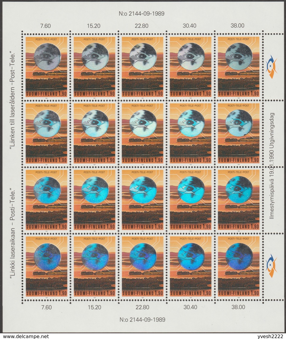 Finlande 1990 Y&T 1064/5 Michel 1098/9. Feuilles De 20. Hologramme. Société Des Postes - Full Sheets & Multiples