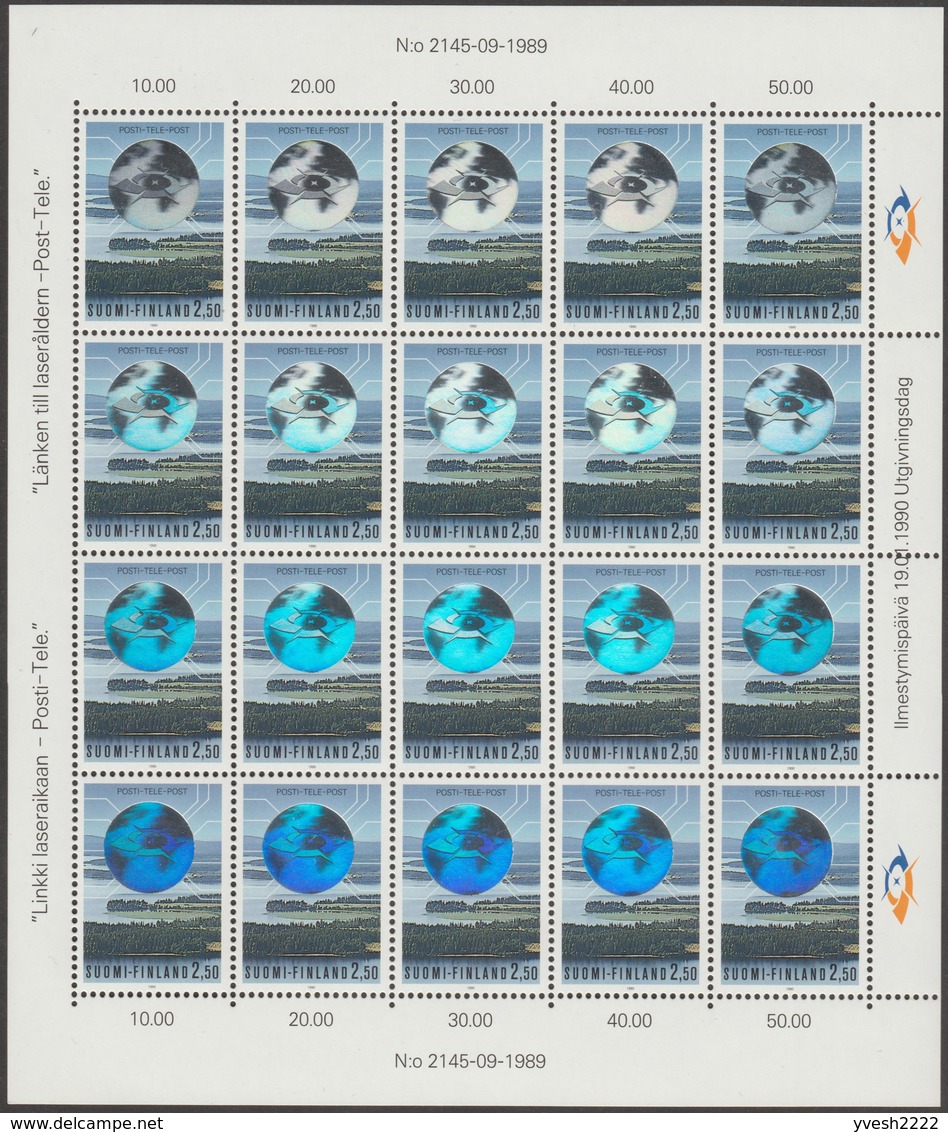 Finlande 1990 Y&T 1064/5 Michel 1098/9. Feuilles De 20. Hologramme. Société Des Postes - Feuilles Complètes Et Multiples