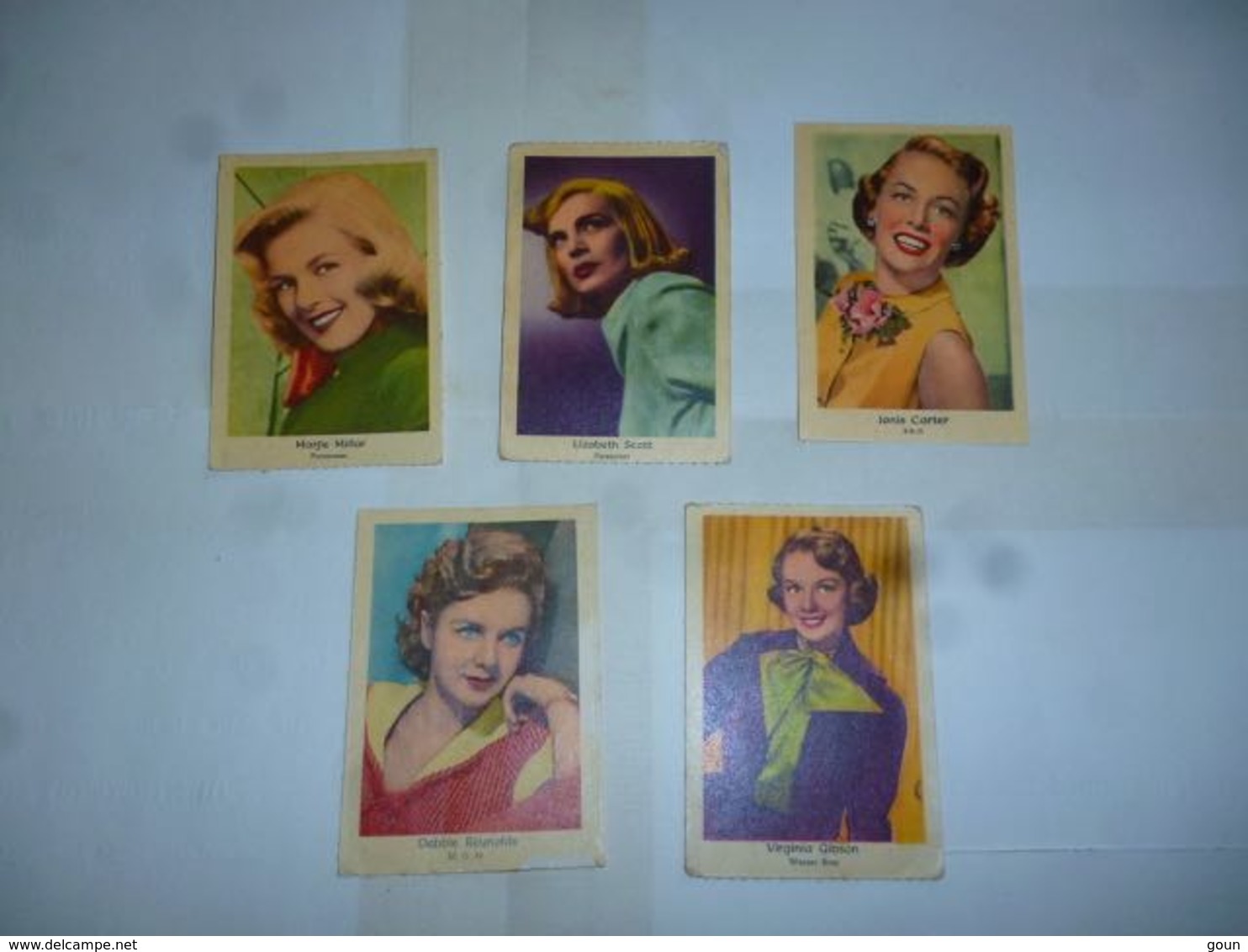 Lot 5 Chromos 5x8 Lizabeth Scott Debbie Reynolds Marjie Millar Jonis Carter Virginia Gibson - Other & Unclassified