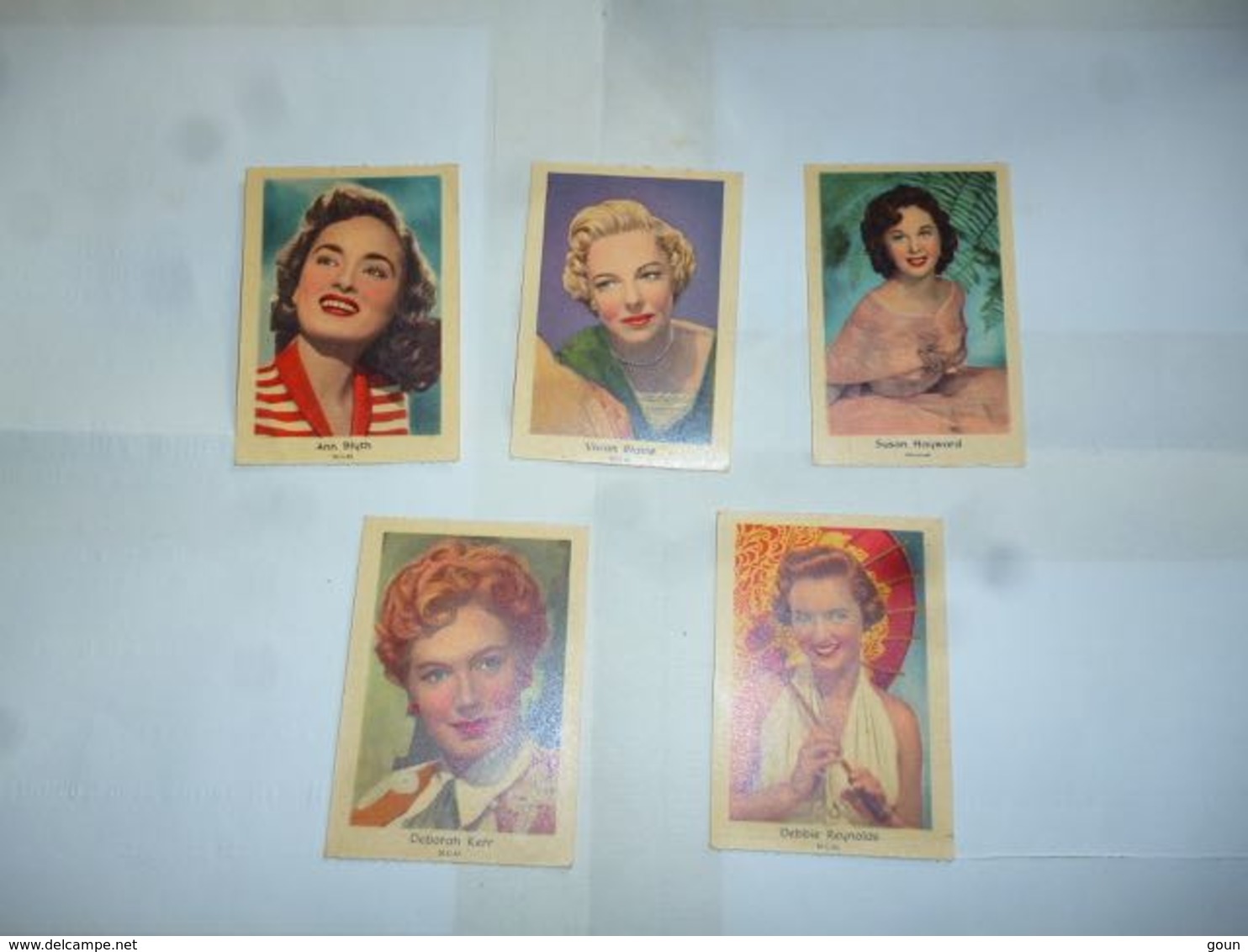 Lot 5 Chromos 5x8 Ann Blyth Deborah Kerr Vibian Blaine Debbie Reynolds Susan Hayward - Other & Unclassified