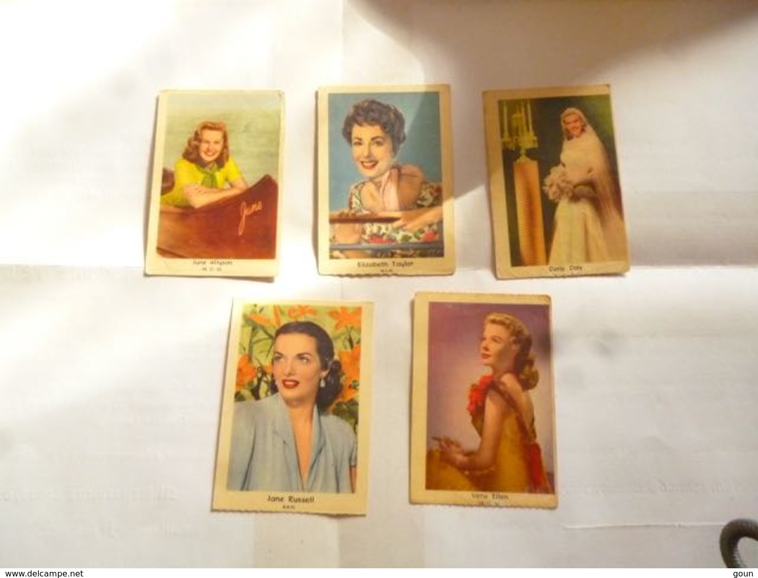 Lot 5 Chromos 5x8 June Allyson Elizabeth Taylor Jane Russell Doris Day Vera Ellen - Other & Unclassified