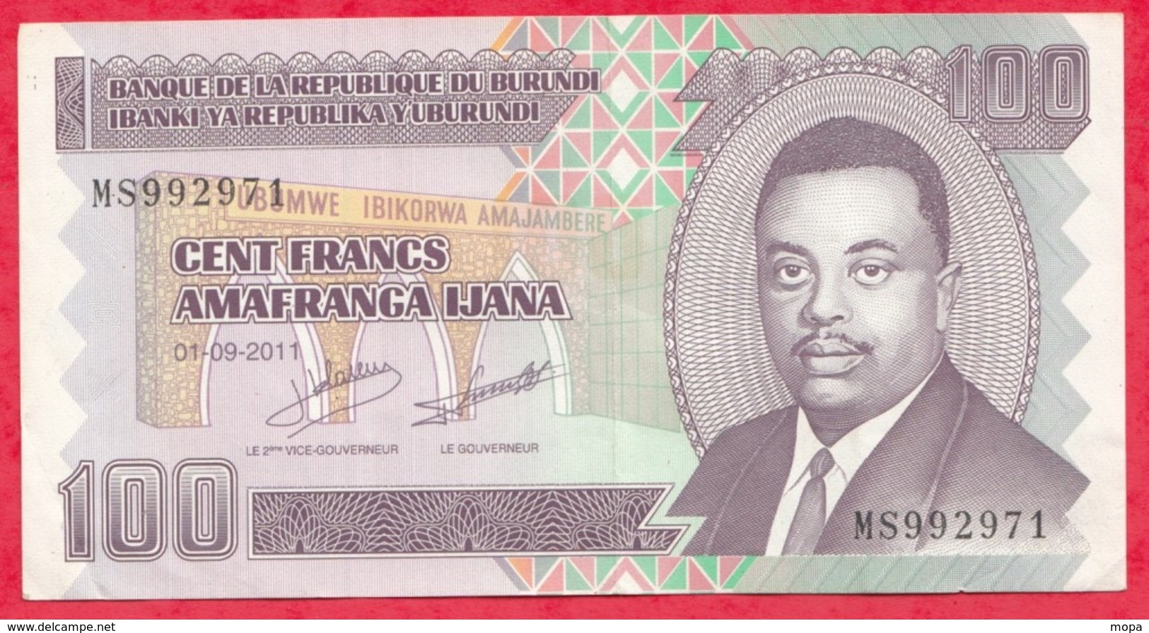 Burundi 100 Francs Du 01/09/2011 ---XF/SUP+ - Burundi