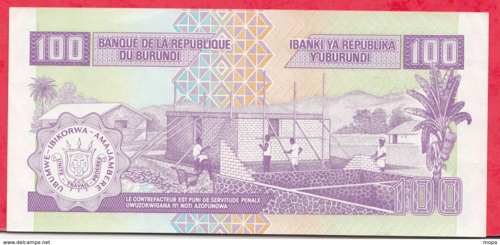 Burundi 100 Francs Du 01/08/2001 ---UNC - Burundi
