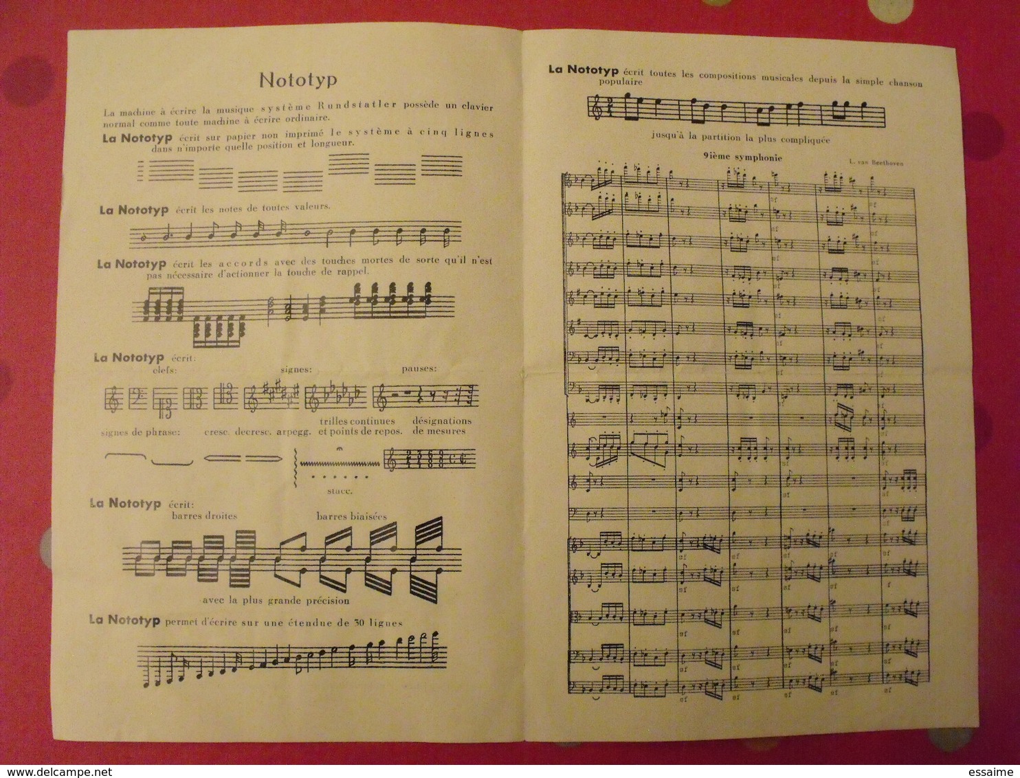 Publicité Machine à écrire La Musique Système Rundstatler. Nototyp. Vers 1950 - Publicités