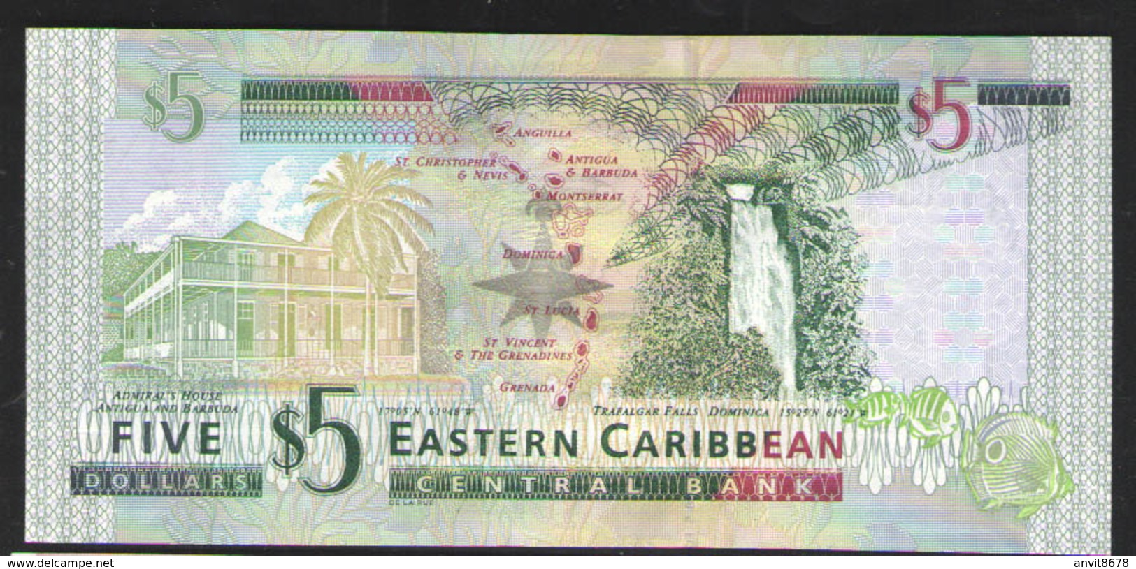 EAST CARRIBEANS   5 $  2003г UNC - Oostelijke Caraïben