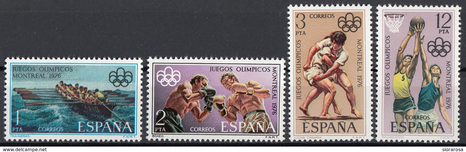 Spagna 1976 Sc. 1965/1968 Olimpiadi Montreal Espana Spain Full Set MNH Grecoromana Pugilato Pallacanestro... - Pesci