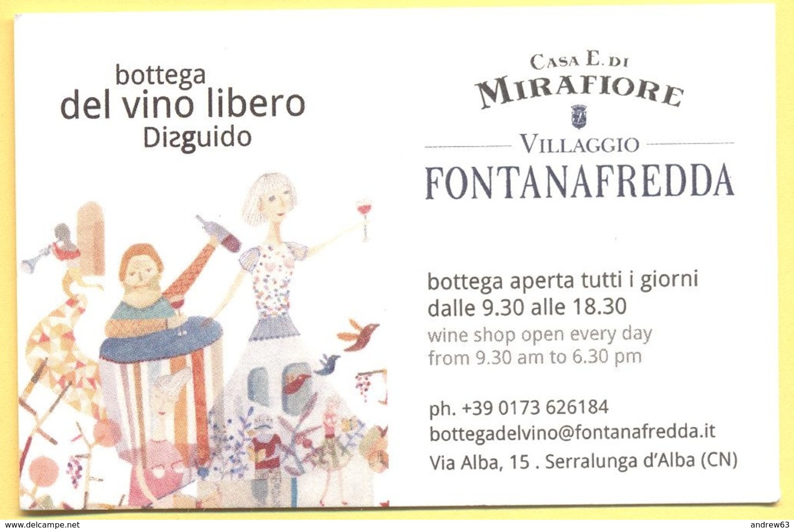 Biglietto Da Visita - 2018 - ITALIA - ITALY - ITALIE - Serralunga D'Alba - Villaggio Fontanafredda - Bottega Del Vino Li - Visitekaartjes