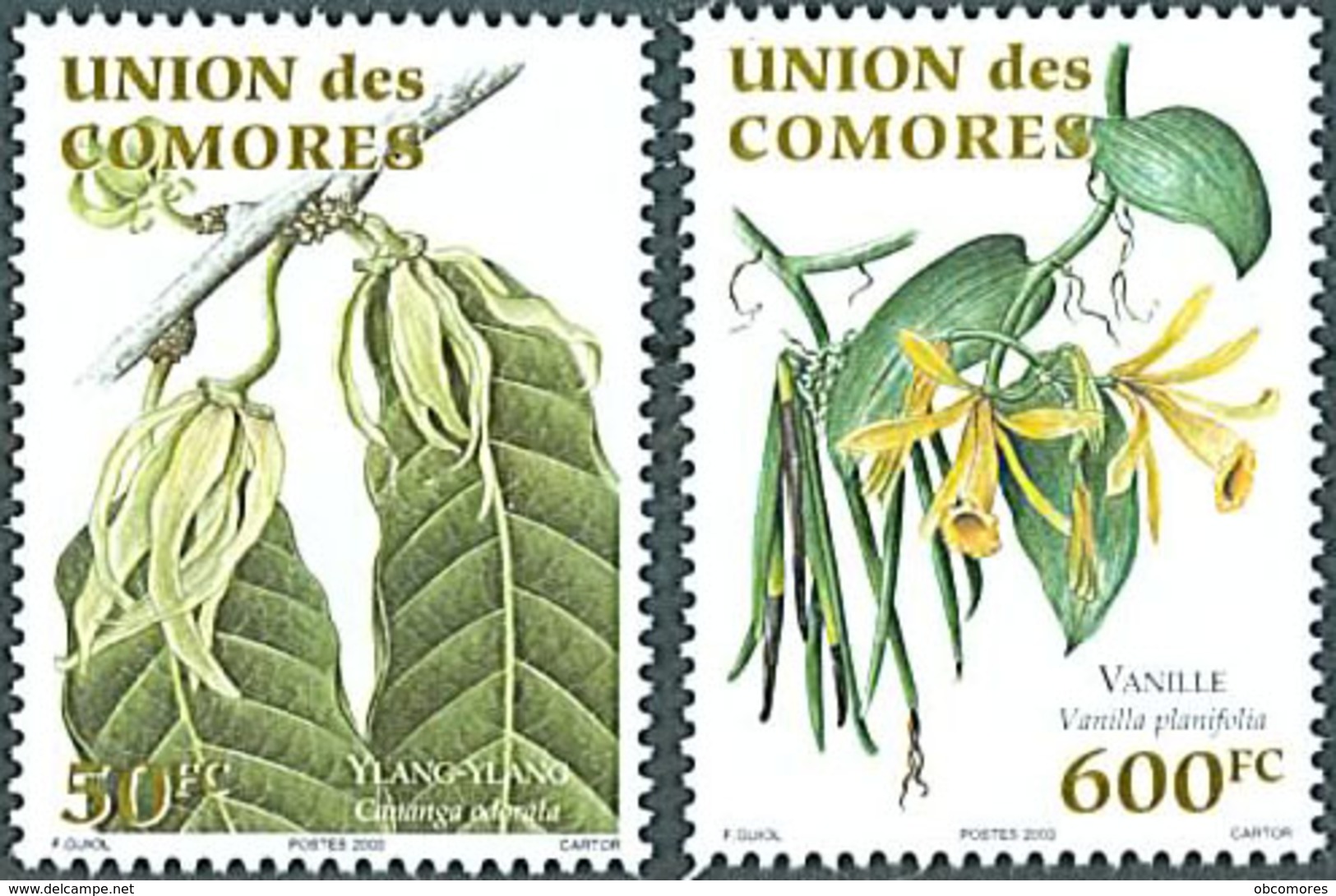 Comores Comoros Plantes Aromatiques 2003 - 2 Val. ** MNH Mi 1791/1792 Vanilla Vanille Ylang-ylang - Comores (1975-...)