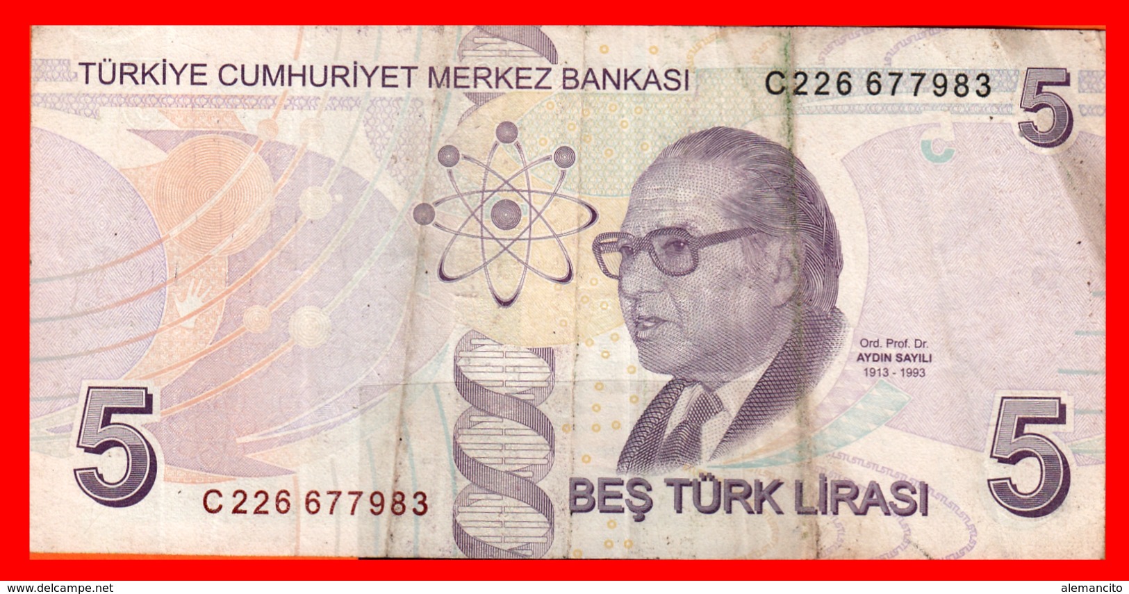 TURQUIA   ------    BILLETE DE 5 LIRAS TURKAS - Turquia