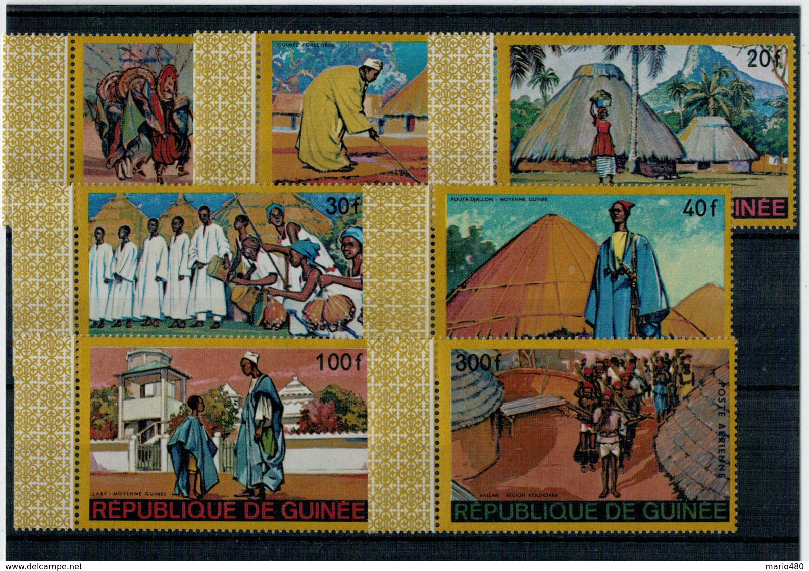 REPUBLIQUE  DE  GUINEE    1967     COSTUMI  REGIONALI  E  ABITAZIONI     7  STAMPS      MNH** - Guinea (1958-...)